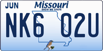 MO license plate NK6O2U