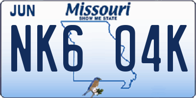 MO license plate NK6O4K