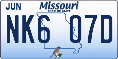 MO license plate NK6O7D