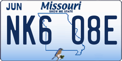 MO license plate NK6O8E
