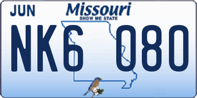 MO license plate NK6O8O