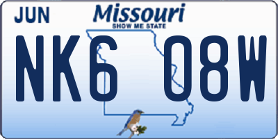 MO license plate NK6O8W