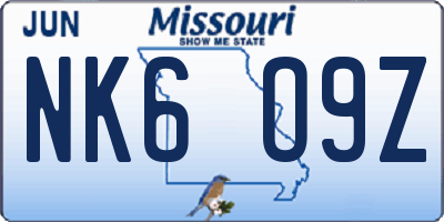 MO license plate NK6O9Z