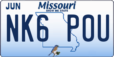 MO license plate NK6P0U