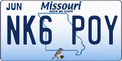 MO license plate NK6P0Y