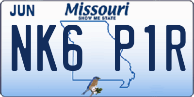 MO license plate NK6P1R