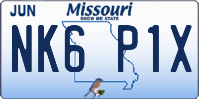 MO license plate NK6P1X