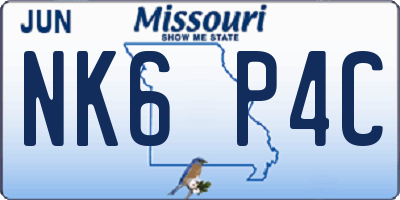 MO license plate NK6P4C