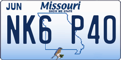 MO license plate NK6P4O