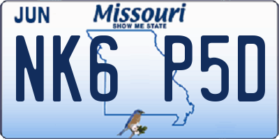 MO license plate NK6P5D