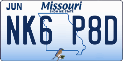 MO license plate NK6P8D