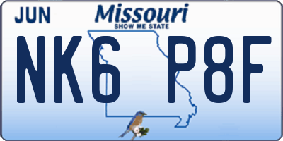 MO license plate NK6P8F