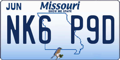 MO license plate NK6P9D
