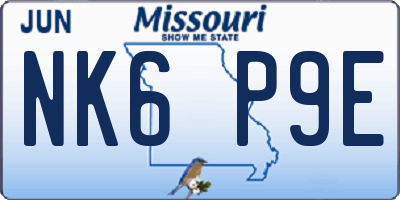 MO license plate NK6P9E