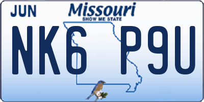 MO license plate NK6P9U