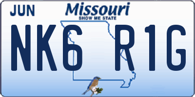 MO license plate NK6R1G