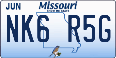 MO license plate NK6R5G