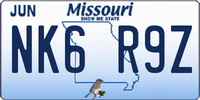 MO license plate NK6R9Z