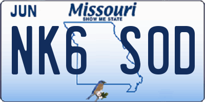 MO license plate NK6S0D