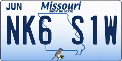 MO license plate NK6S1W