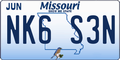 MO license plate NK6S3N