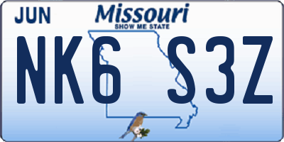 MO license plate NK6S3Z