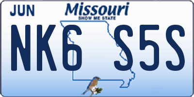 MO license plate NK6S5S
