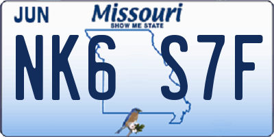 MO license plate NK6S7F