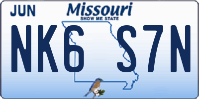 MO license plate NK6S7N