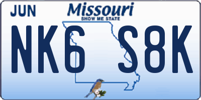 MO license plate NK6S8K
