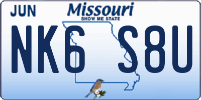 MO license plate NK6S8U