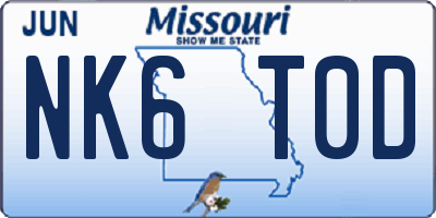MO license plate NK6T0D
