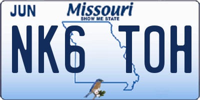 MO license plate NK6T0H