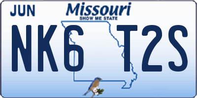 MO license plate NK6T2S