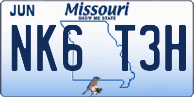 MO license plate NK6T3H