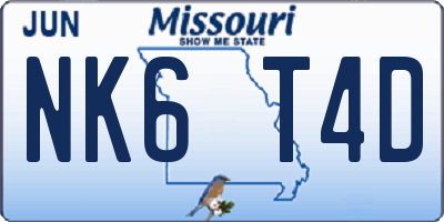 MO license plate NK6T4D