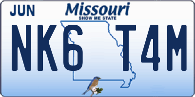 MO license plate NK6T4M