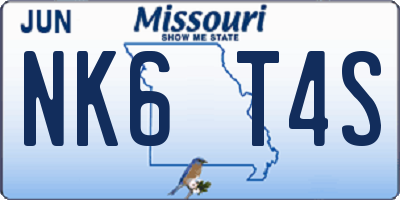 MO license plate NK6T4S
