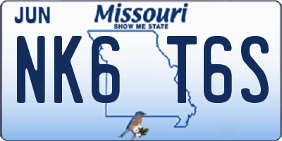 MO license plate NK6T6S