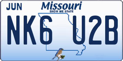 MO license plate NK6U2B