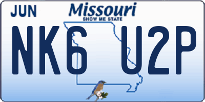 MO license plate NK6U2P