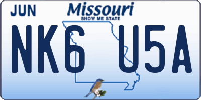 MO license plate NK6U5A