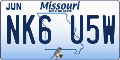 MO license plate NK6U5W