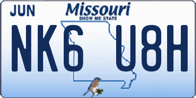 MO license plate NK6U8H