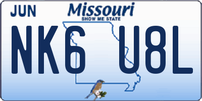 MO license plate NK6U8L