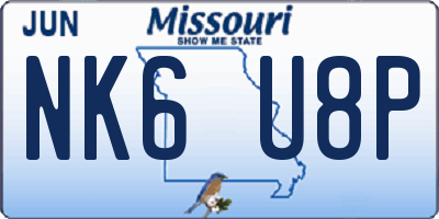 MO license plate NK6U8P