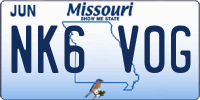 MO license plate NK6V0G