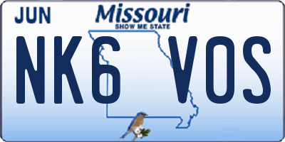 MO license plate NK6V0S