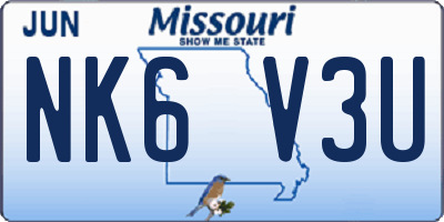 MO license plate NK6V3U