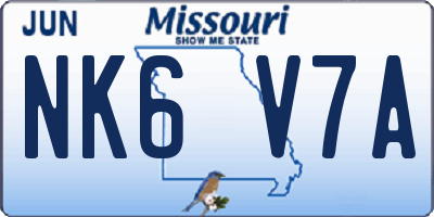 MO license plate NK6V7A